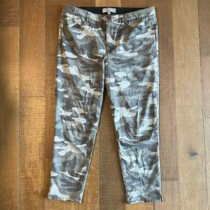 Women's Wit & Wisdom Ab Solution Pants Sage Gray Camo High Rise Ankle Skimmer 14